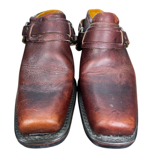 Vintage Frye Women’s Belted Brown Leather Harness Mule Size US 9.5 - Picture 7 of 10